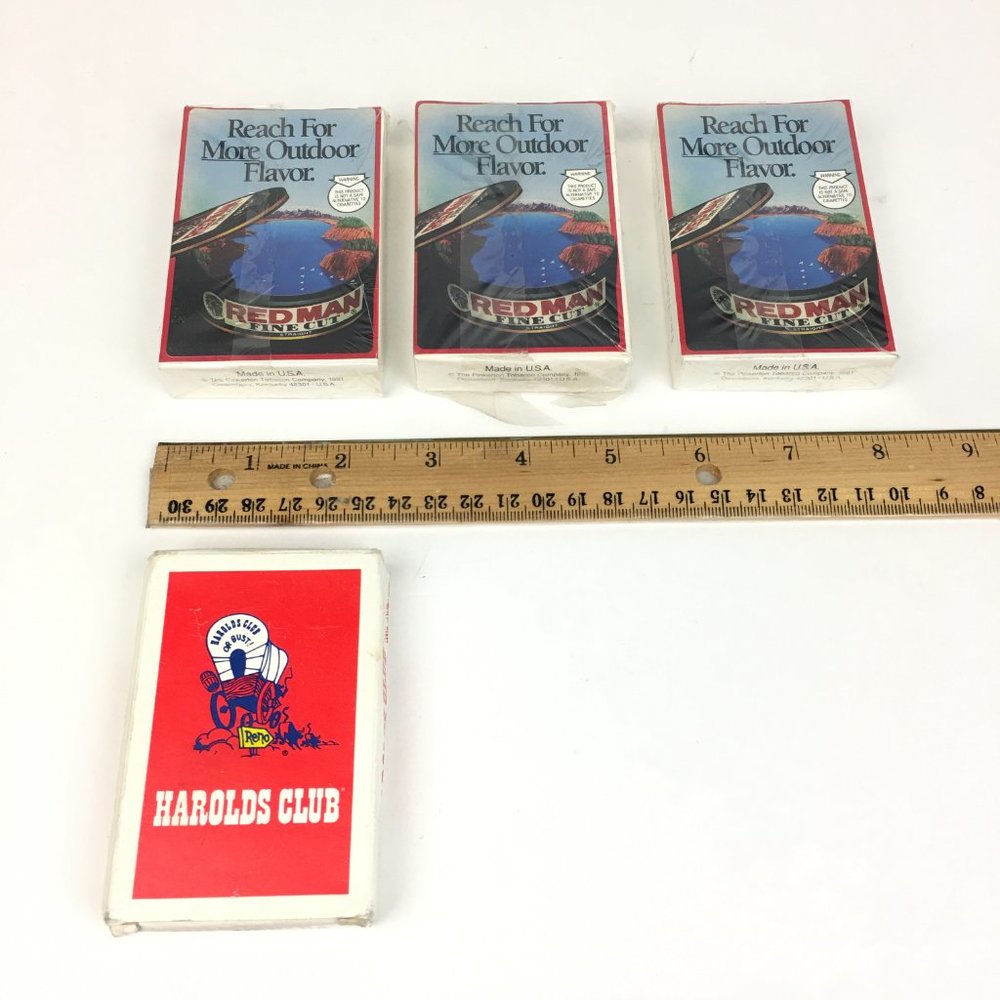 3 Vtg Mostly Sealed Redman Fine Cut‎ Tobacco Playing Cards 1 Harolds Club Reno